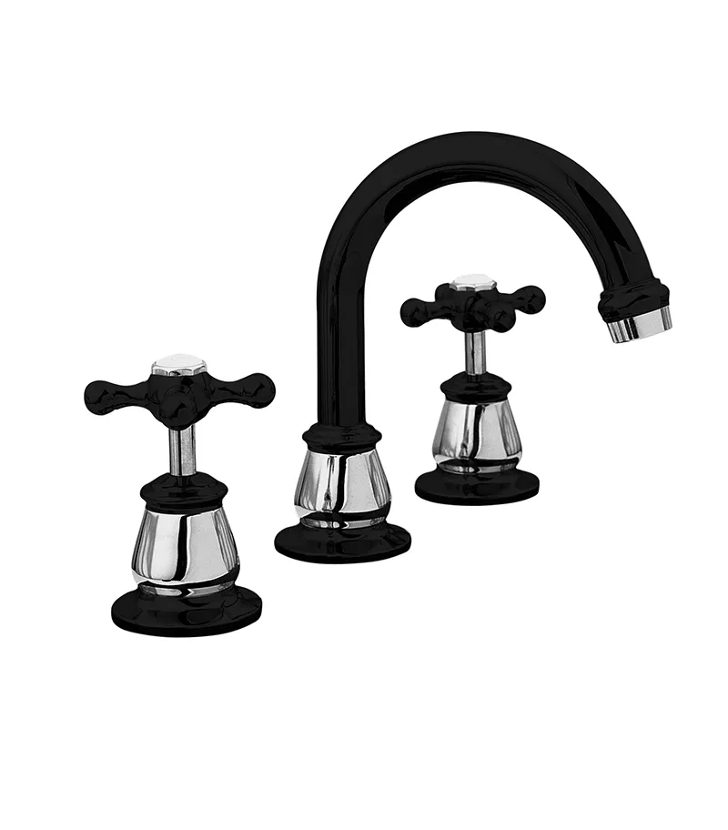 Noosa Heritage Basin Tap Set - Matt Black & Chrome