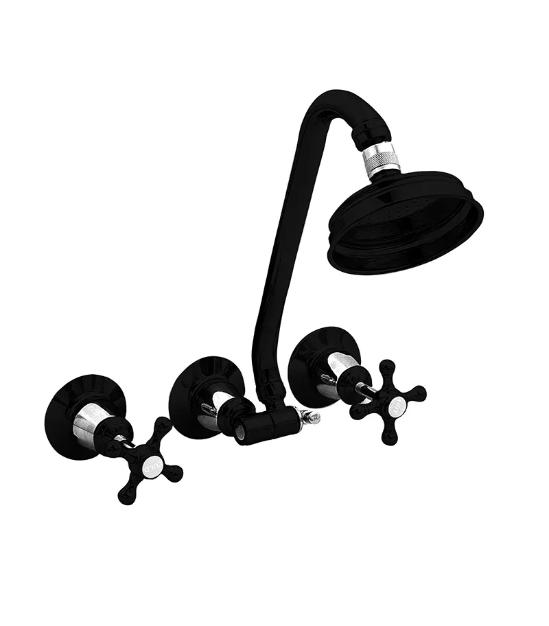 Noosa Heritage Shower Tap Set - Matt Black & Chrome