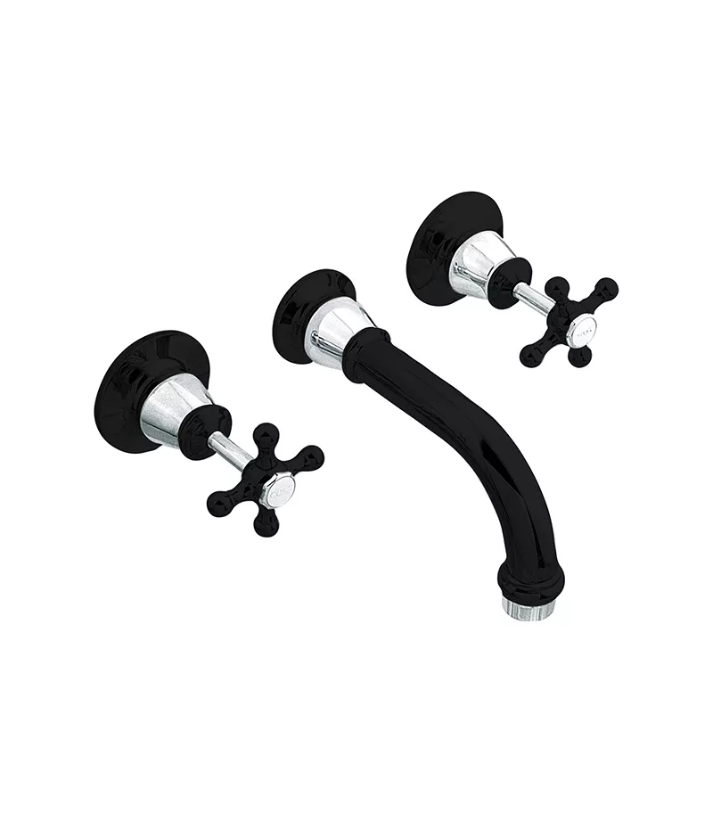 Noosa Heritage Bath Tap Set - Matt Black & Chrome
