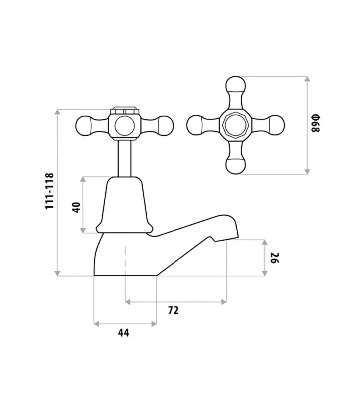 Noosa Chrome Heritage Pillar Tap Set Spec