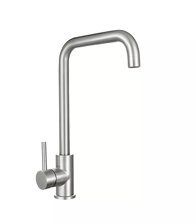 Elle Stainless Steel Project Square Gooseneck Sink Mixer - Brushed Stainless Steel