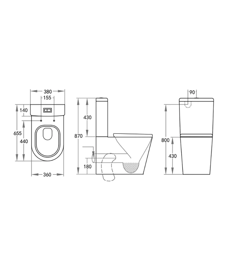 Reno 022 Rimless Wall Faced Universal Toilet Suite 022R spec