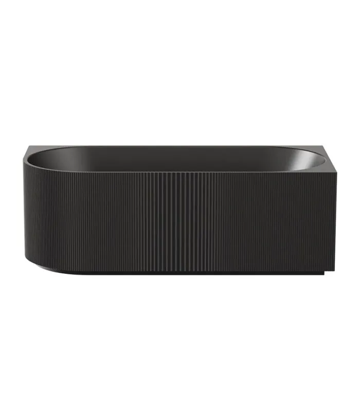 Capri Groove Back To Wall Freestanding Bath Right Corner - Matt Black