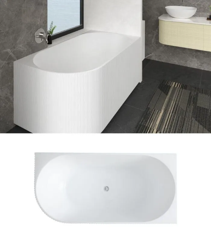 Capri Groove Back To Wall Freestanding Bath Right Corner Topview