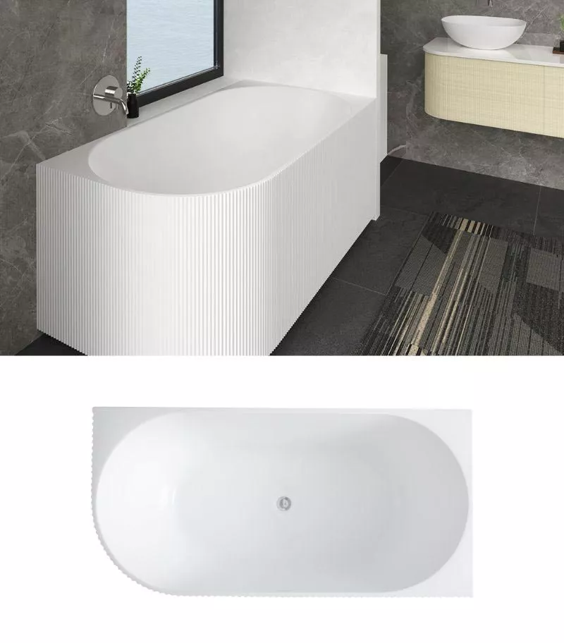 Capri Groove Back To Wall Freestanding Bath Right Corner Topview