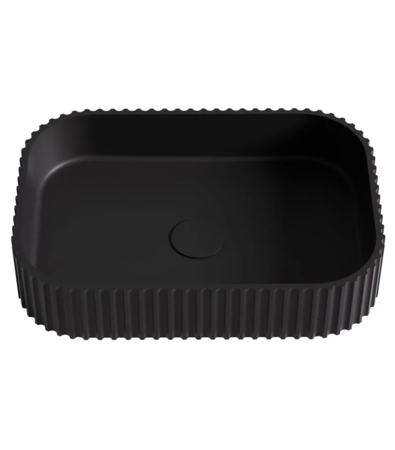 Japser 500mm Fluted Solid Surface Above Counter Basin - Matte Black
