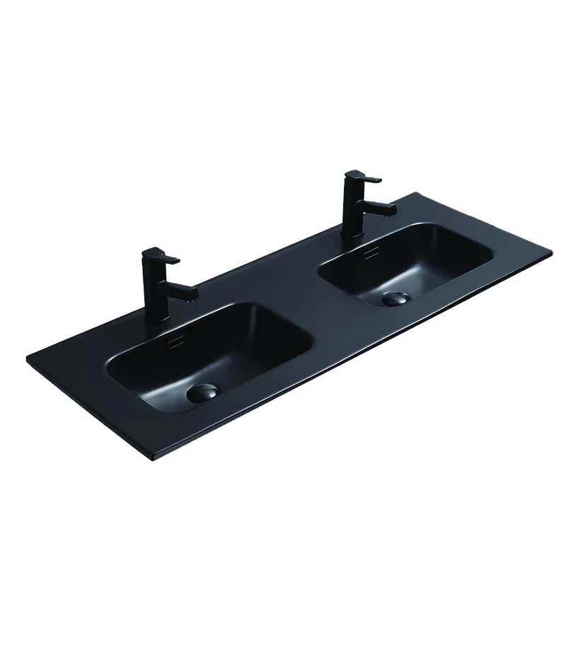 Olivia 1200mm Matt Black Double Bowls Ceramic Vanity Top OMB1220