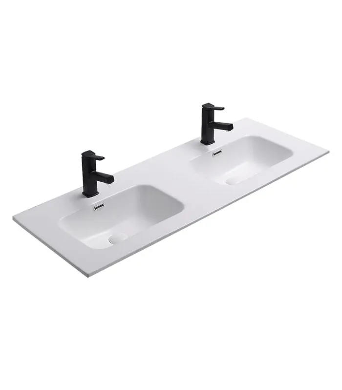 Olivia 1200mm Matt White Double Bowls Ceramic Vanity Top OMW1220