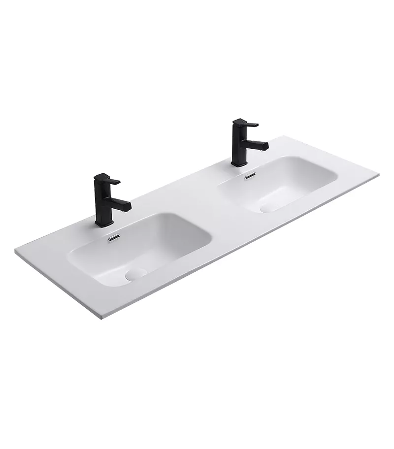 Olivia 1200mm Matt White Double Bowls Ceramic Vanity Top OMW1220