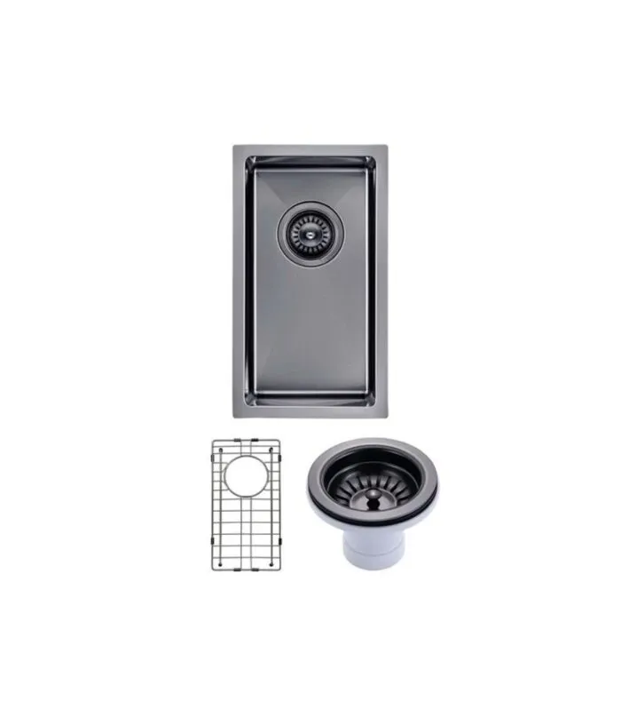 Aqua 250x450x215mm Stainless Steel Single Bowl Sink - Gunmetal