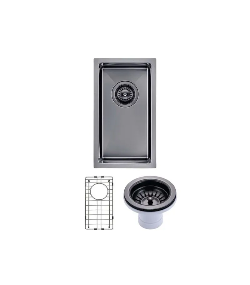 Aqua 250x450x215mm Stainless Steel Single Bowl Sink - Gunmetal