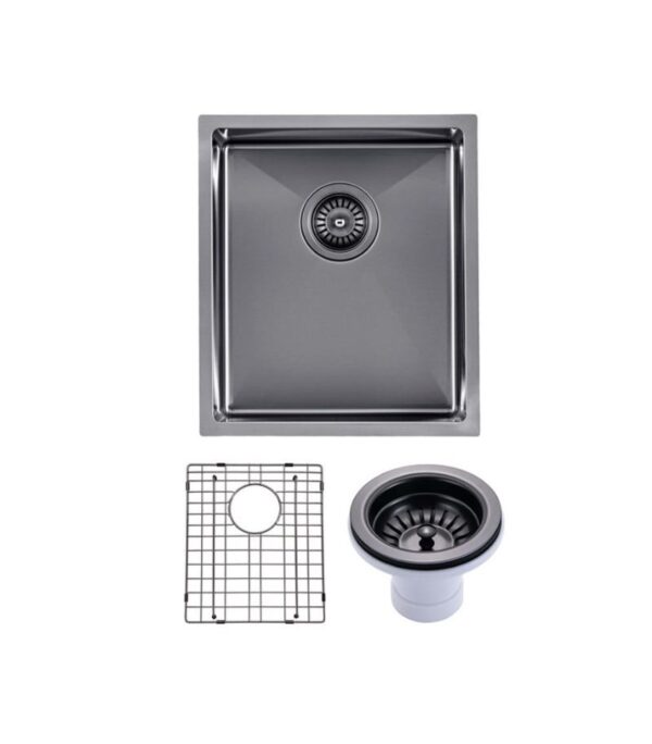 Aqua 390x450x215mm Stainless Steel Single Bowl Sink - Gunmetal