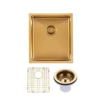 Aqua 390x450x215mm Stainless Steel Single Bowl Sink - Brushed Brass Aqua 390x450x215mm Stainless Steel Single Bowl Sink - Brushed Brass
