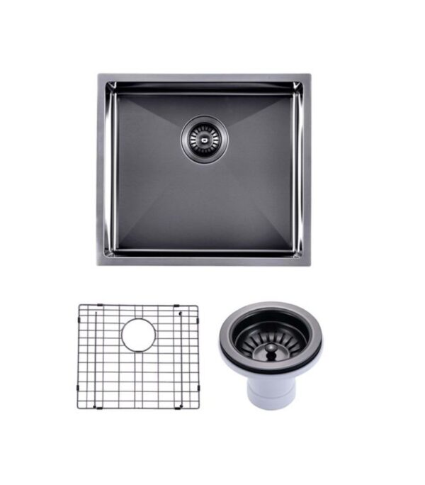 Aqua 500/510x440/450x230mm Stainless Steel Single Bowl Sink - Gunmetal