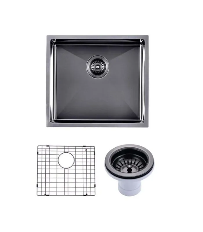 Aqua 500/510x440/450x230mm Stainless Steel Single Bowl Sink - Gunmetal