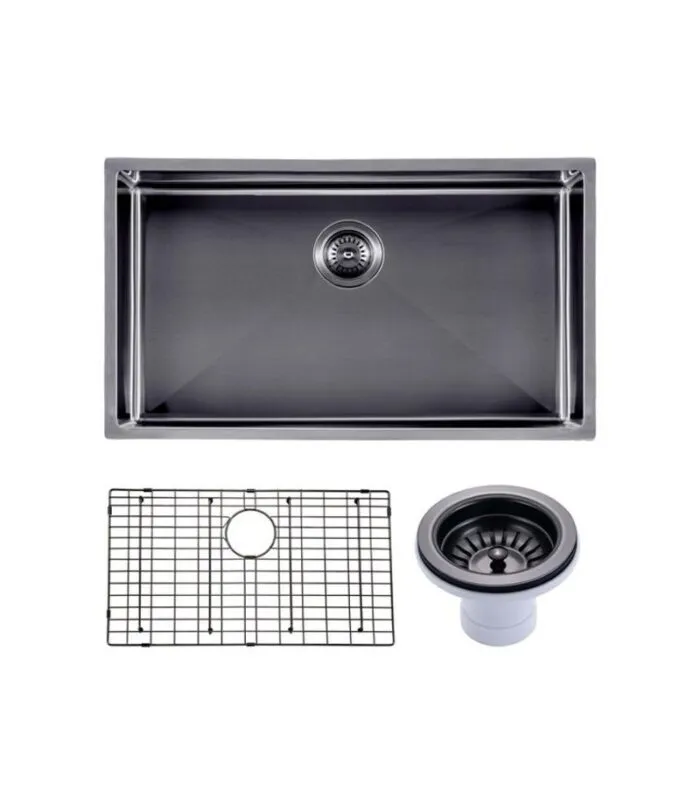 Aqua 762x457x254mm Stainless Steel Single Bowl Sink - Gunmetal