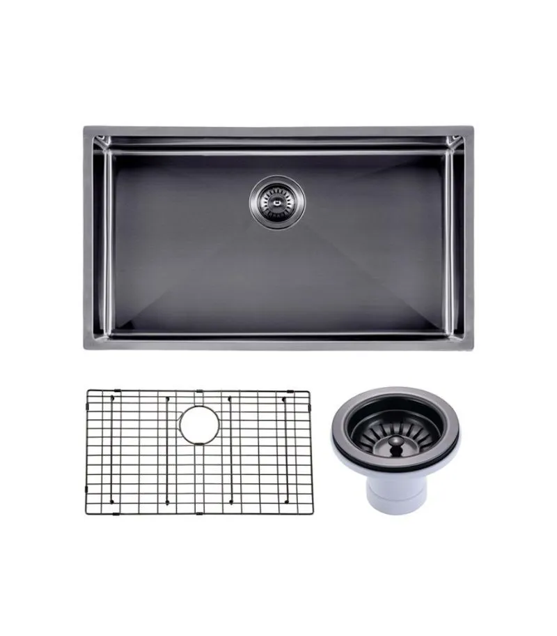 Aqua 762x457x254mm Stainless Steel Single Bowl Sink - Gunmetal