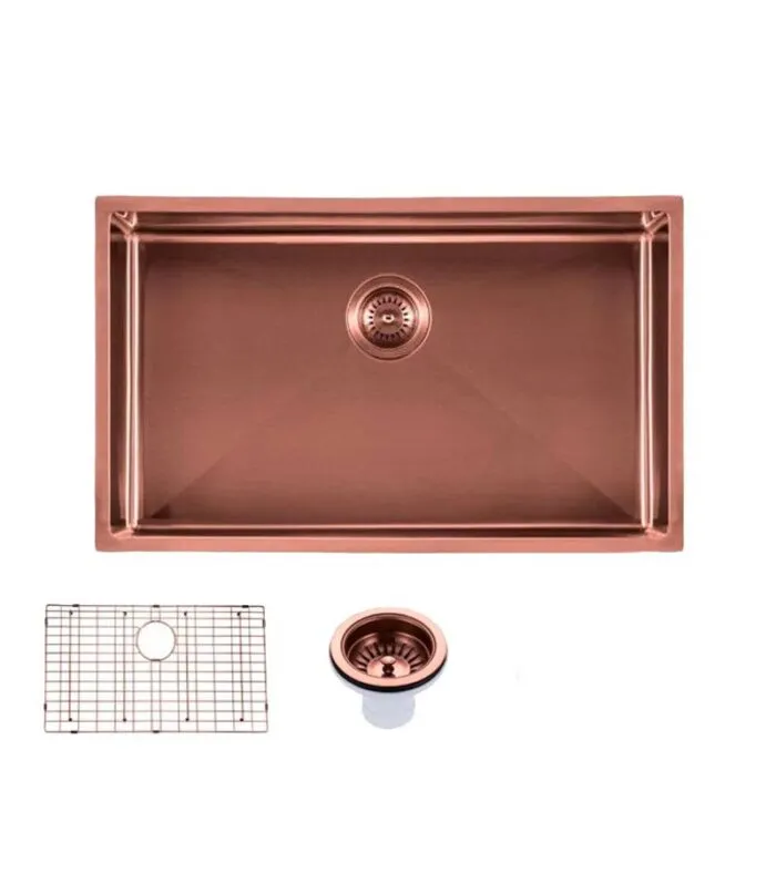 Aqua 762x457x254mm Stainless Steel Single Bowl Sink - Rose Gold