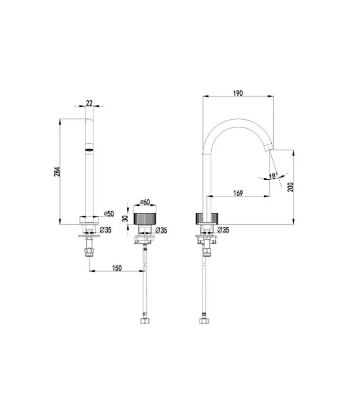 Soko Two-Piece Progressive Basin Mixer - Specification