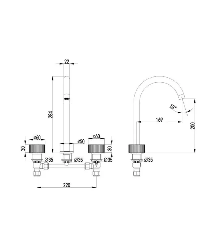 Soko Three-Piece Basin Tap Set - Specification
