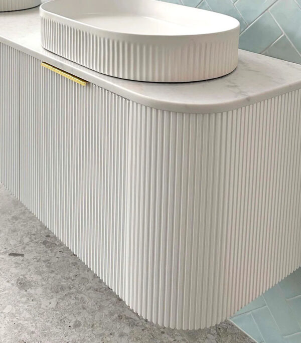 Bondi Matt White 1500mm Plywood Double Bowls Wall Hung Vanity-Sideview