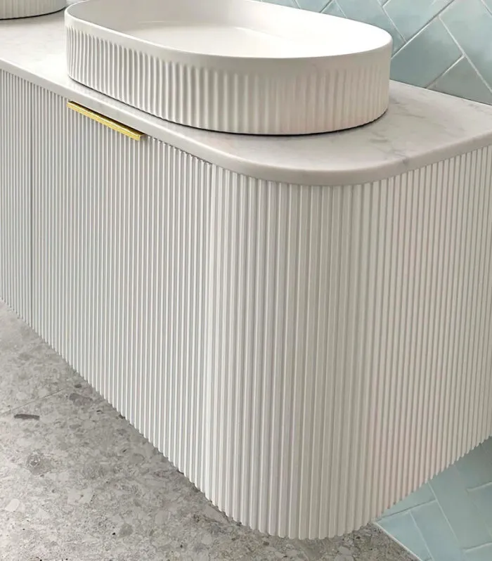 Bondi Matt White 1500mm Plywood Double Bowls Wall Hung Vanity-Sideview
