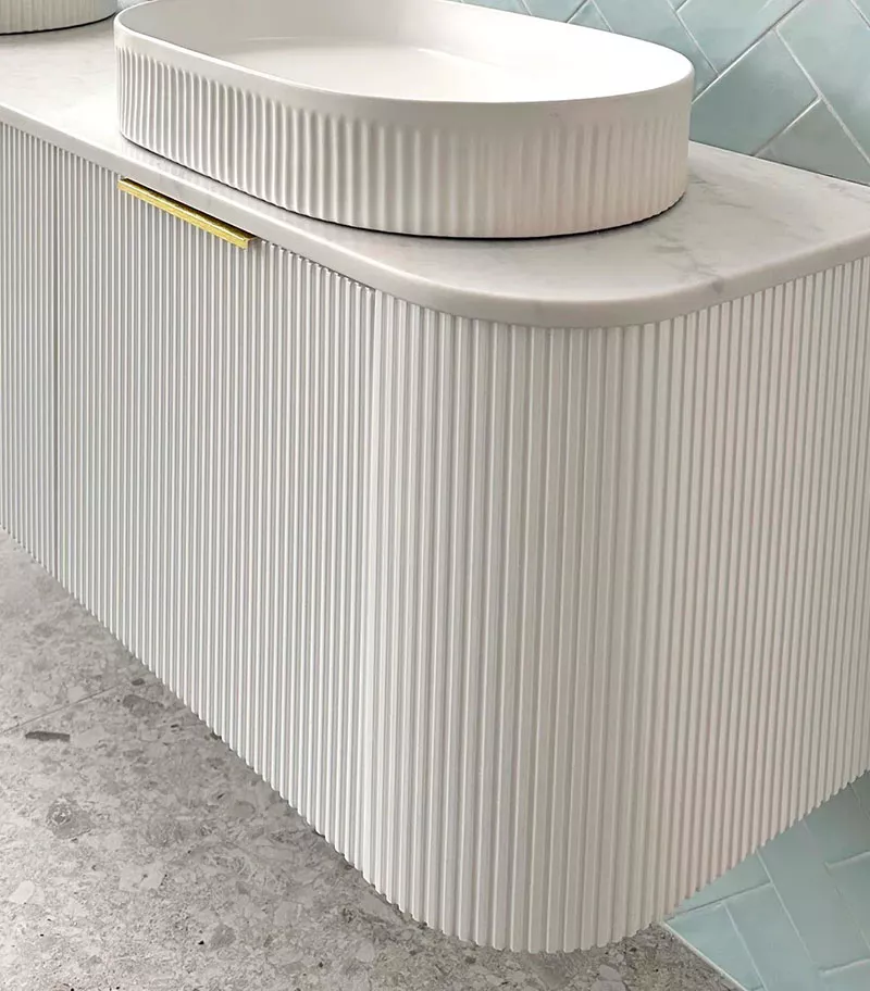 Bondi Matt White 1500mm Plywood Double Bowls Wall Hung Vanity-Sideview