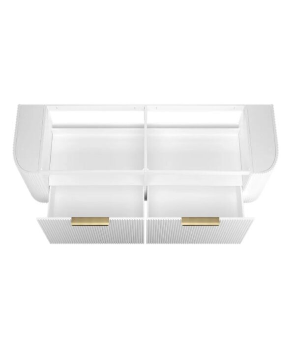 Bondi 1500mm Double Bowl Plywood Wall Hung Vanity – Fluted Matte White | Interior