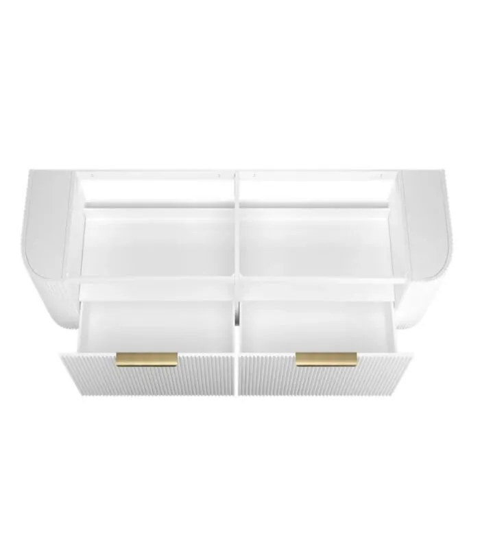 Bondi 1500mm Double Bowl Plywood Wall Hung Vanity – Fluted Matte White | Interior