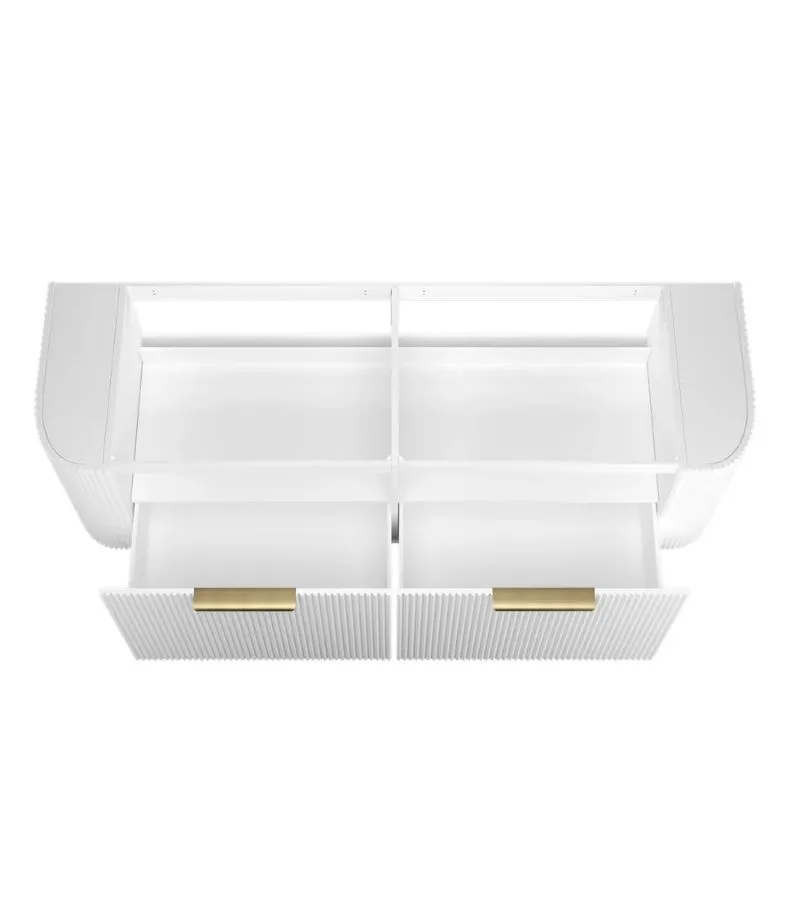 Bondi 1500mm Double Bowl Plywood Wall Hung Vanity – Fluted Matte White | Interior