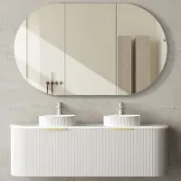 Bondi Matt White 1500mm Plywood Double Bowls Wall Hung Vanity BO1500WST