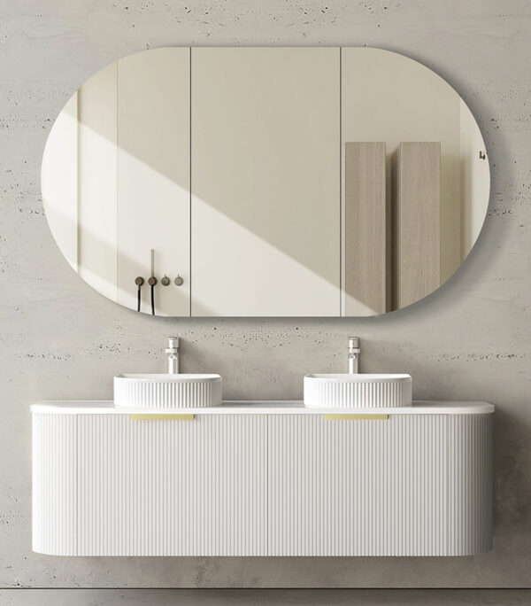 Bondi Matt White 1500mm Plywood Double Bowls Wall Hung Vanity BO1500WST