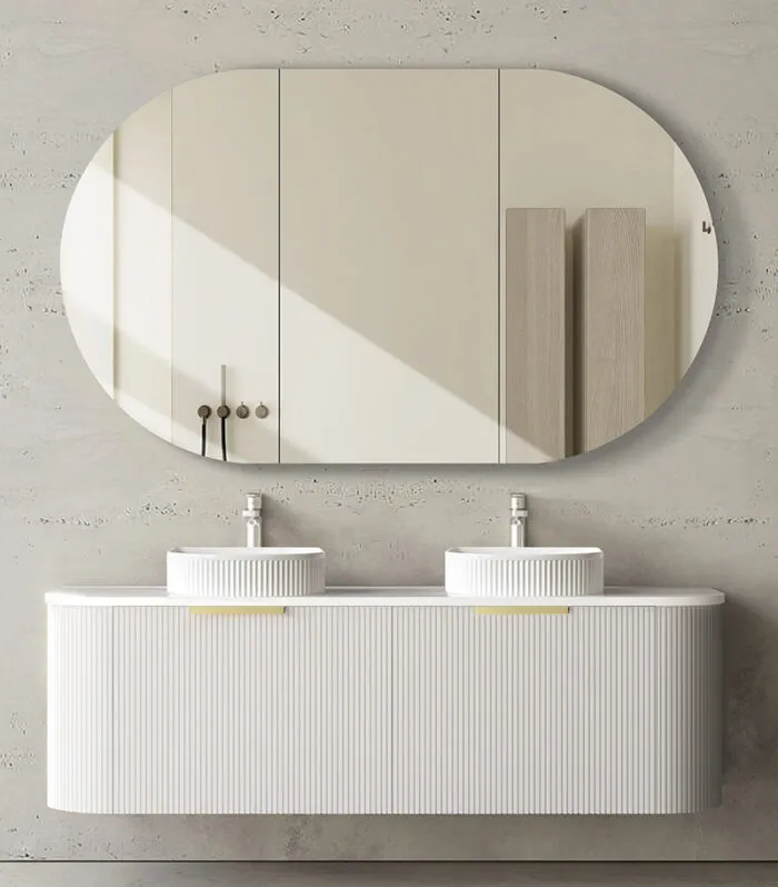 Bondi Matt White 1500mm Plywood Double Bowls Wall Hung Vanity BO1500WST