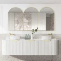 Bondi Matt White 1800mm Plywood Double Bowls Wall Hung Vanity BO1800WST