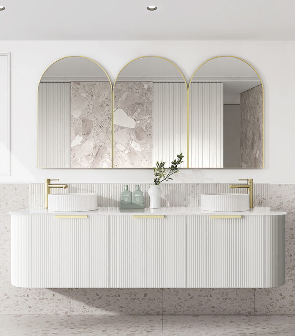 Bondi Matt White 1800mm Plywood Double Bowls Wall Hung Vanity BO1800WST