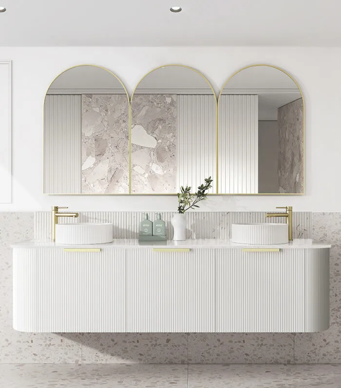 Bondi Matt White 1800mm Plywood Double Bowls Wall Hung Vanity BO1800WST