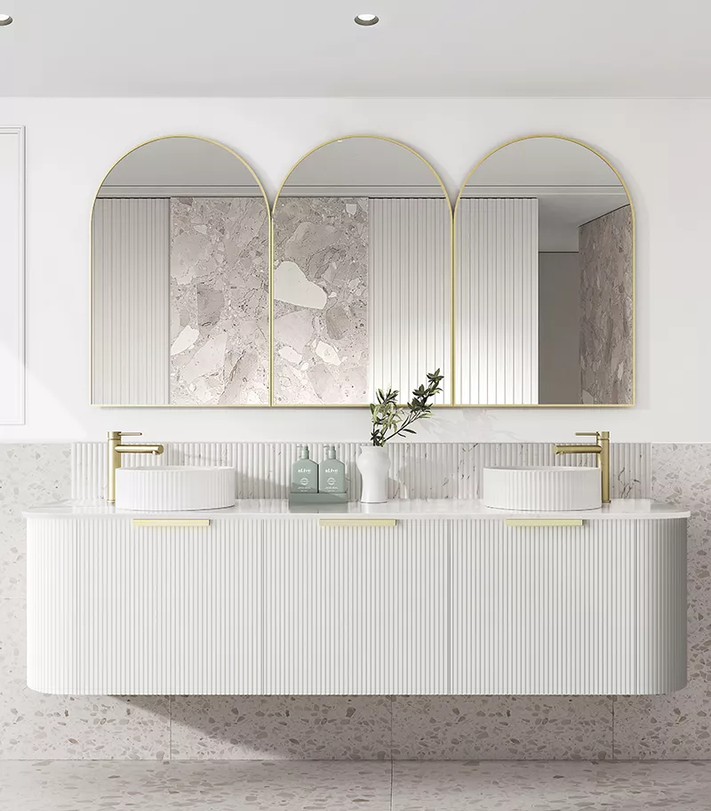 Bondi Matt White 1800mm Plywood Double Bowls Wall Hung Vanity BO1800WST