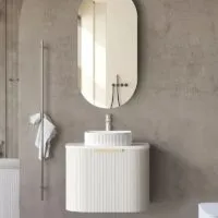 Bondi 600mm Plywood Wall Hung Vanity – Fluted Matte White Bondi 600mm Plywood Wall Hung Vanity – Fluted Matte White