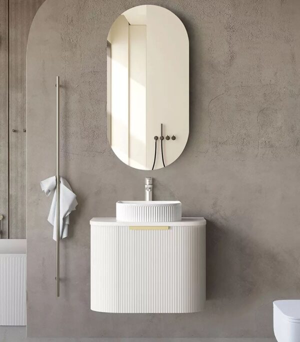 Bondi 600mm Plywood Wall Hung Vanity – Fluted Matte White