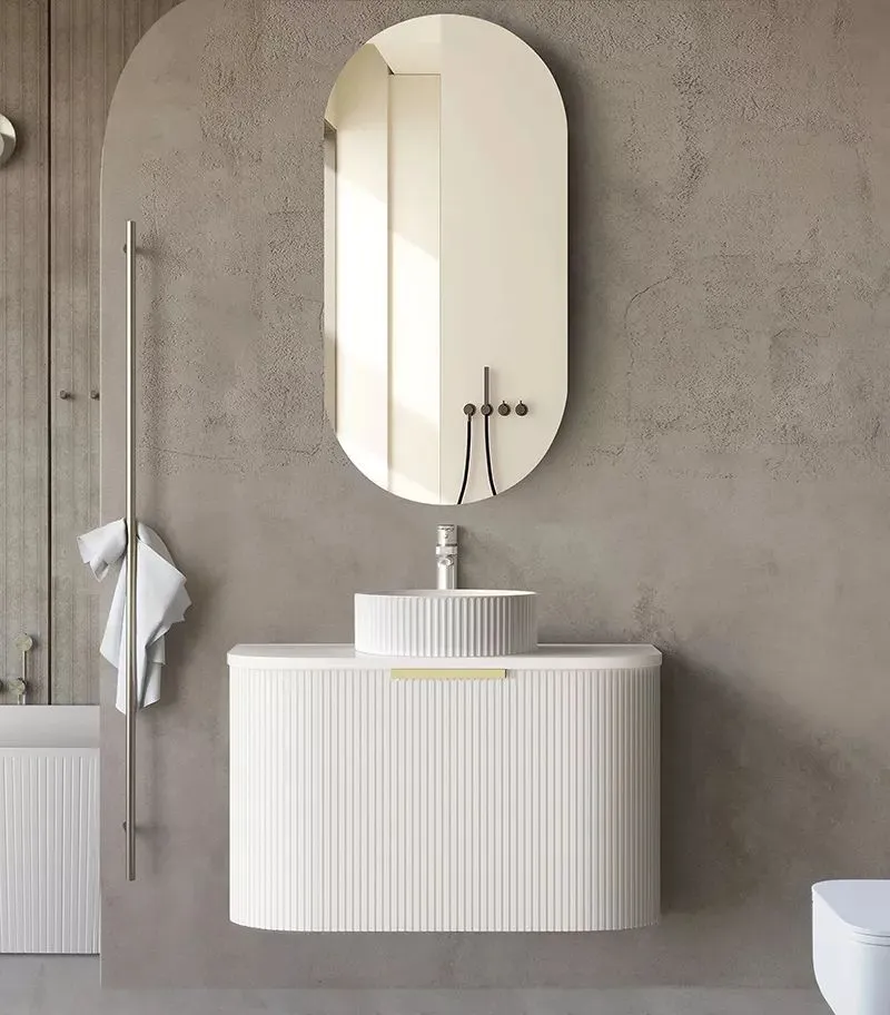 Bondi 750mm Plywood Wall Hung Vanity – Fluted Matte White