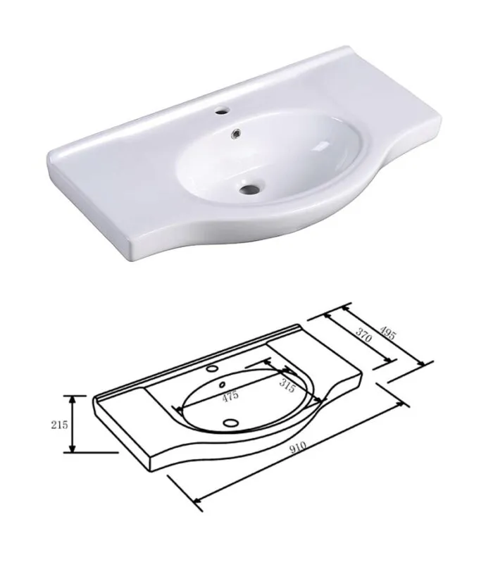 Reno 900mm Semi-recessed Freestanding Vanity With Ceramic Top – Gloss White Ceramic Top