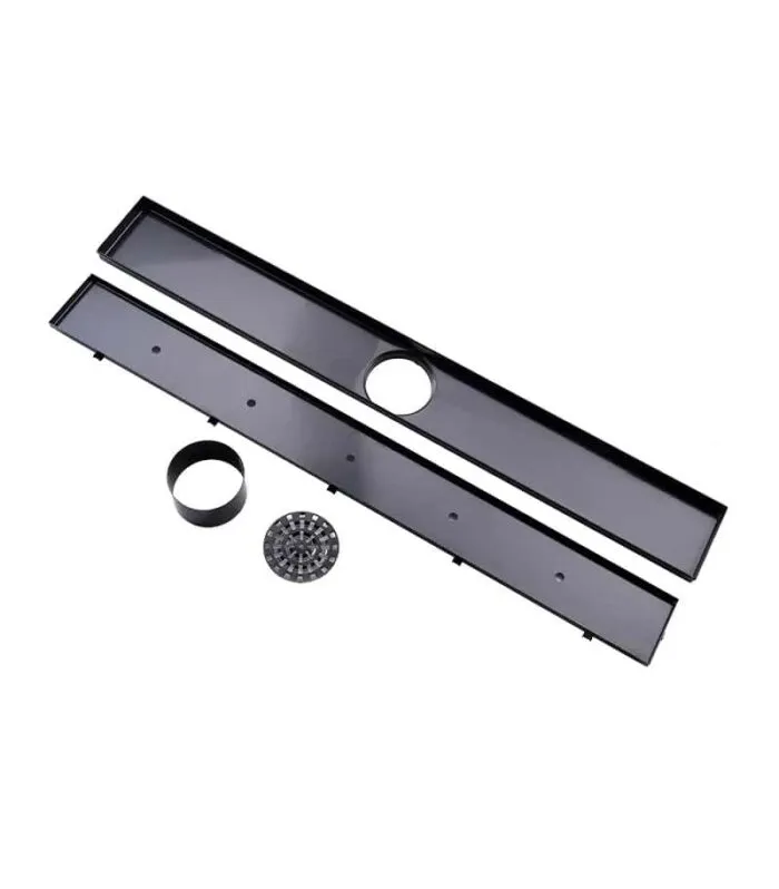 Matt Black Stainless Steel Tile Insert Floor Grate 600mm to 1200mm Components
