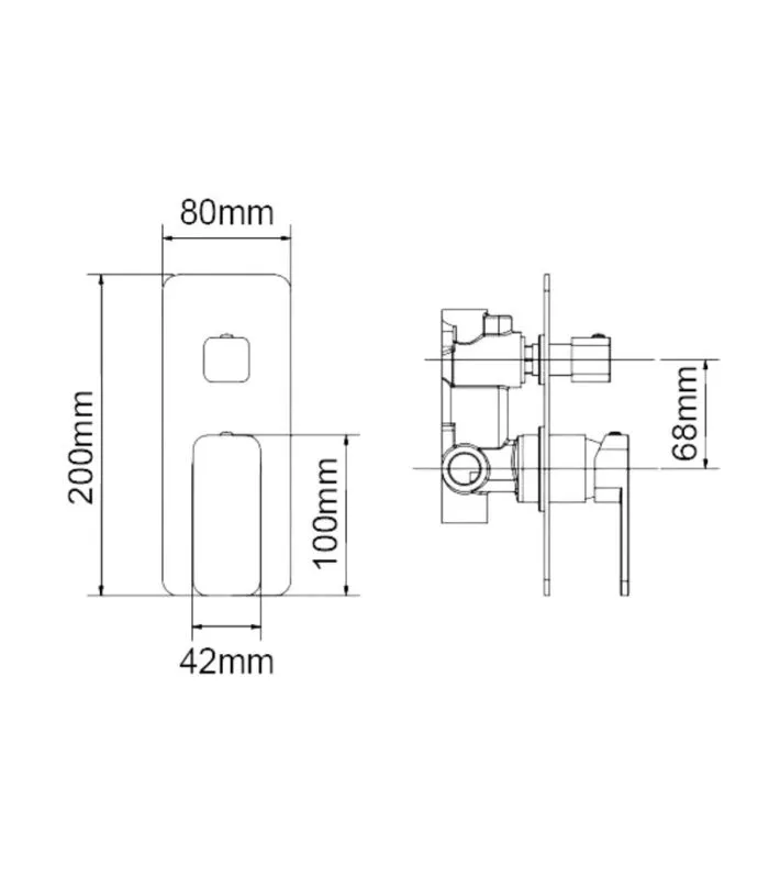 IVANO Brass Wall Mixer with Diverter - Specification