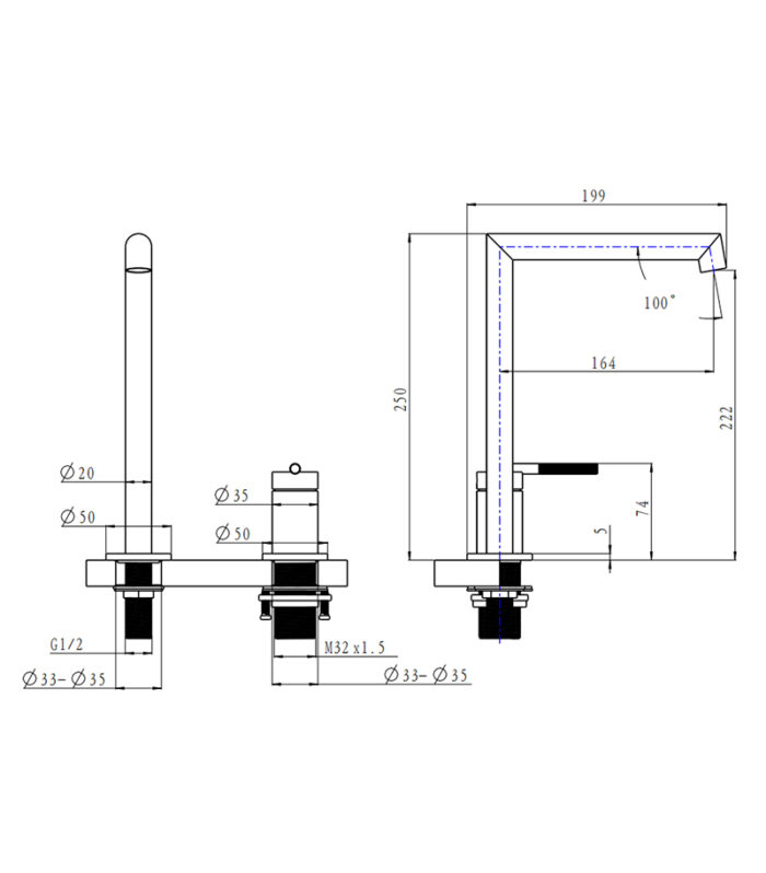 CADDENCE Two-Piece Basin Mixer - Specification