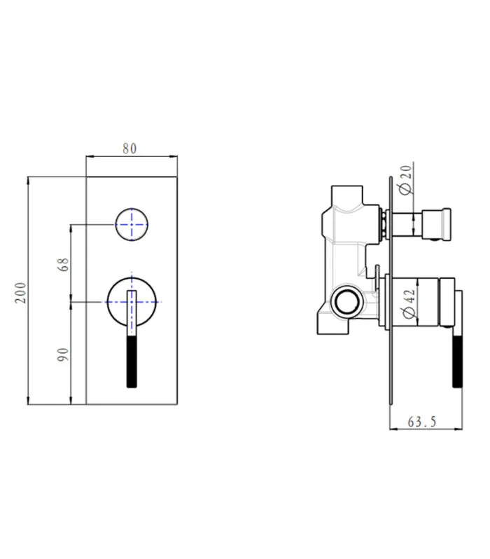 CADDENCE Wall Mixer With Diverter - Specification