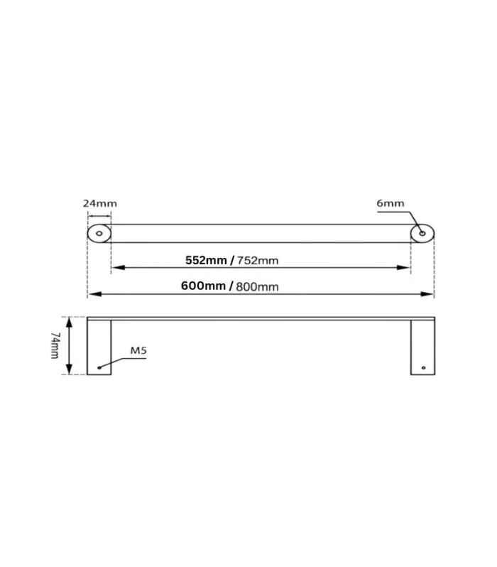 Rushy Single Towel Rail - Specification
