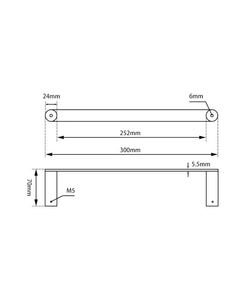 Rushy 300mm Hand Towel Rail - Specification