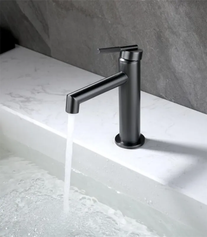 CADDENCE Brushed Gunmetal Grey Basin Mixer With Background