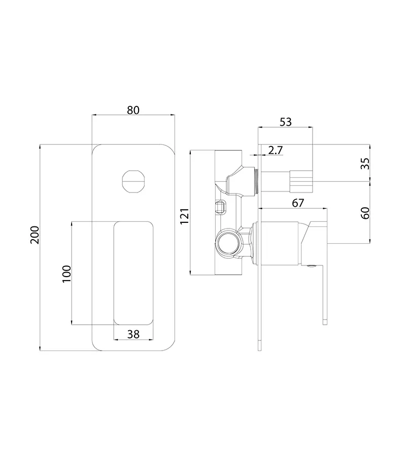 IKON Ceram Wall Mixer with Diverter - Specification
