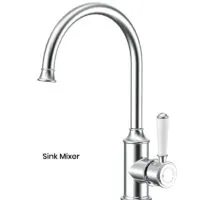 IKON Clasico Chrome Ceramic Handle Gooseneck Sink Mixer HYB868-101A IKON Clasico Chrome Ceramic Handle Gooseneck Sink Mixer HYB868-101A